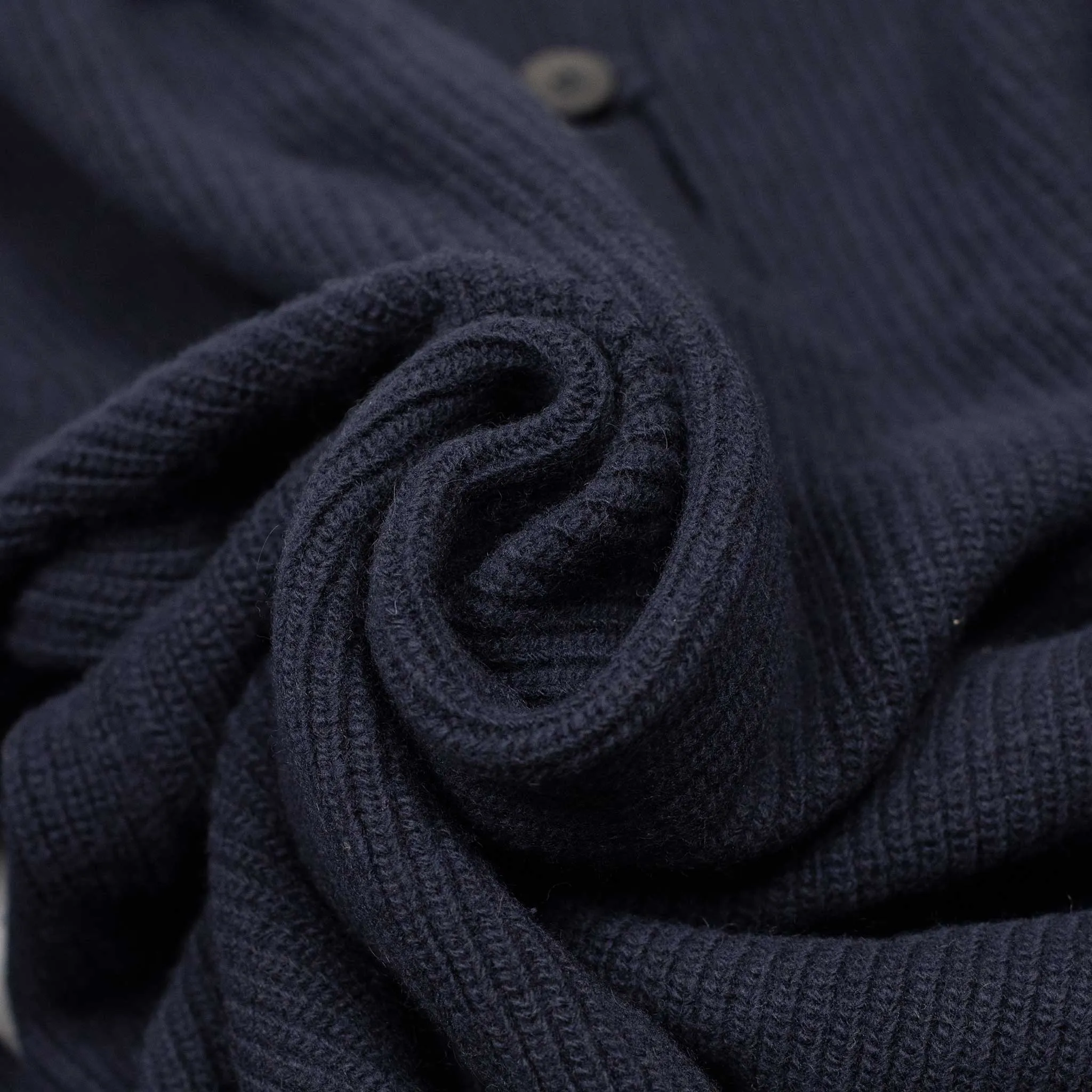 Smock sweater in navy heavyweight wool and cashmere