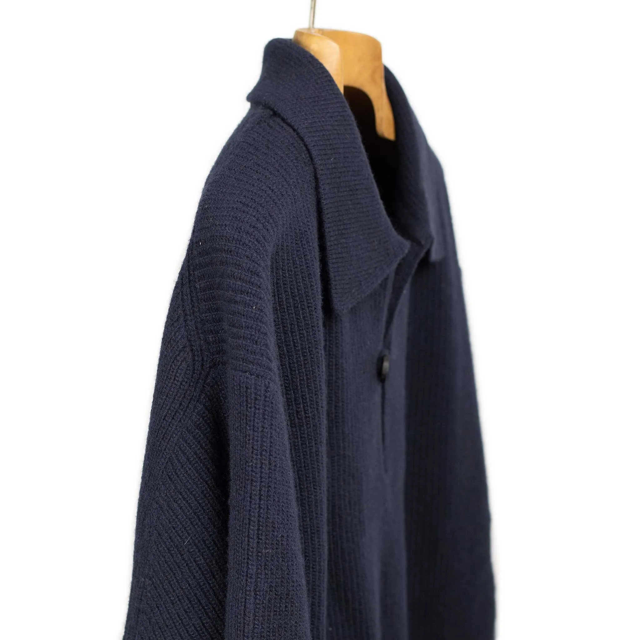 Smock sweater in navy heavyweight wool and cashmere