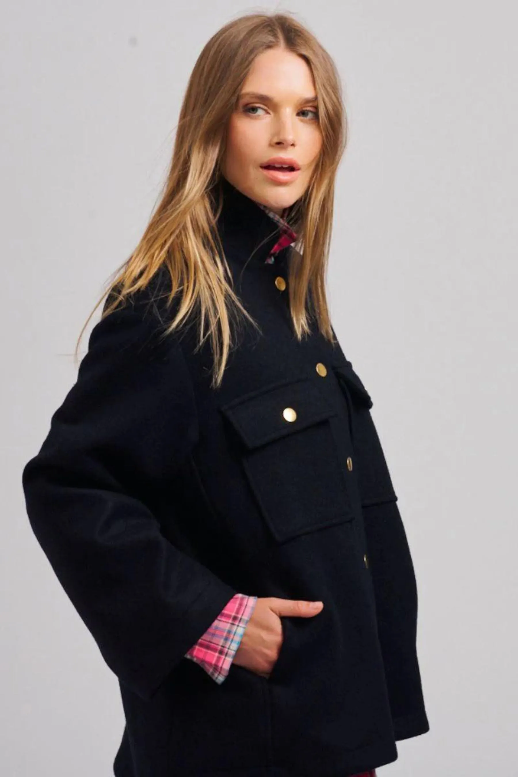 The Allegra Relaxed Wool Blend Jacket | French Navy