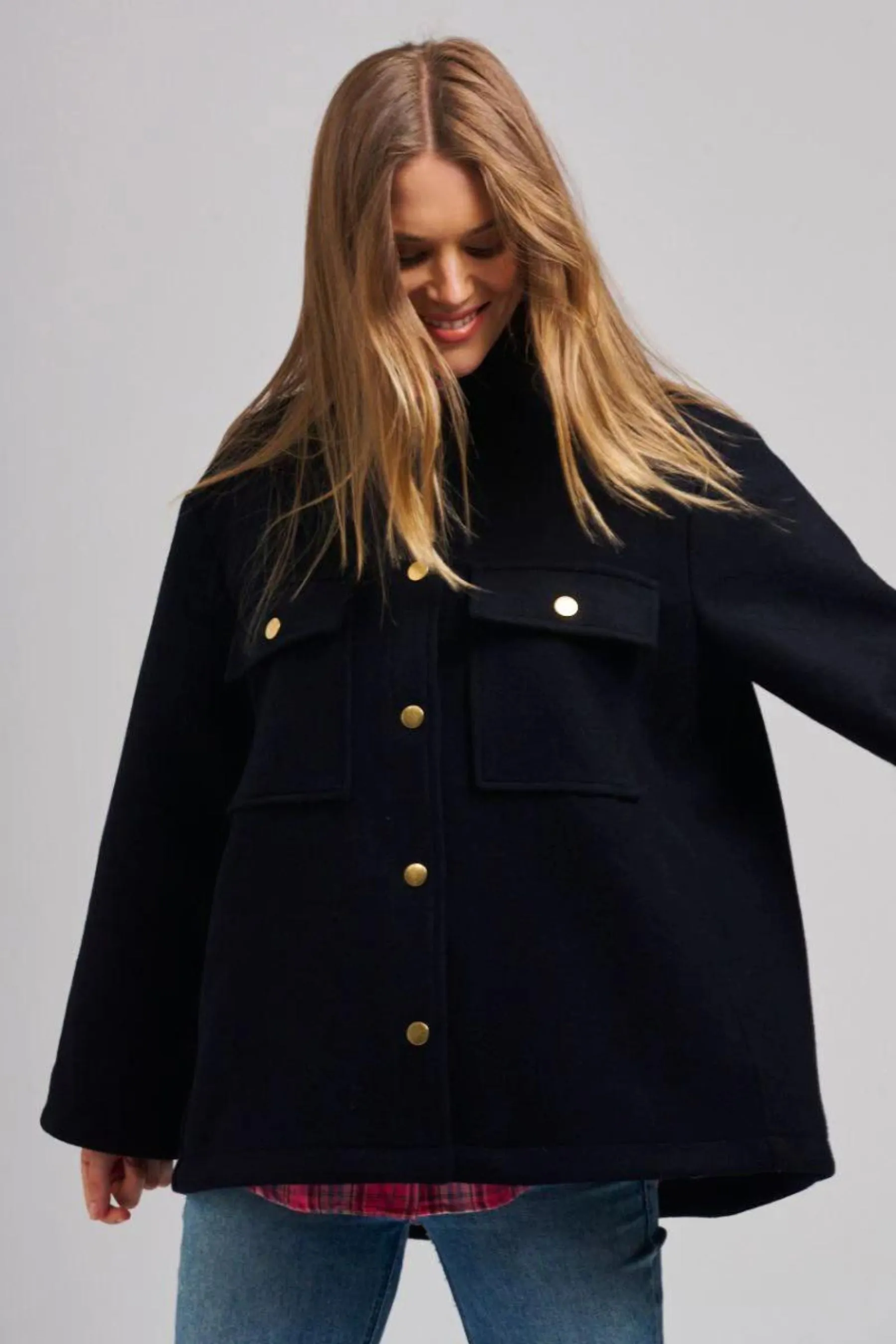 The Allegra Relaxed Wool Blend Jacket | French Navy