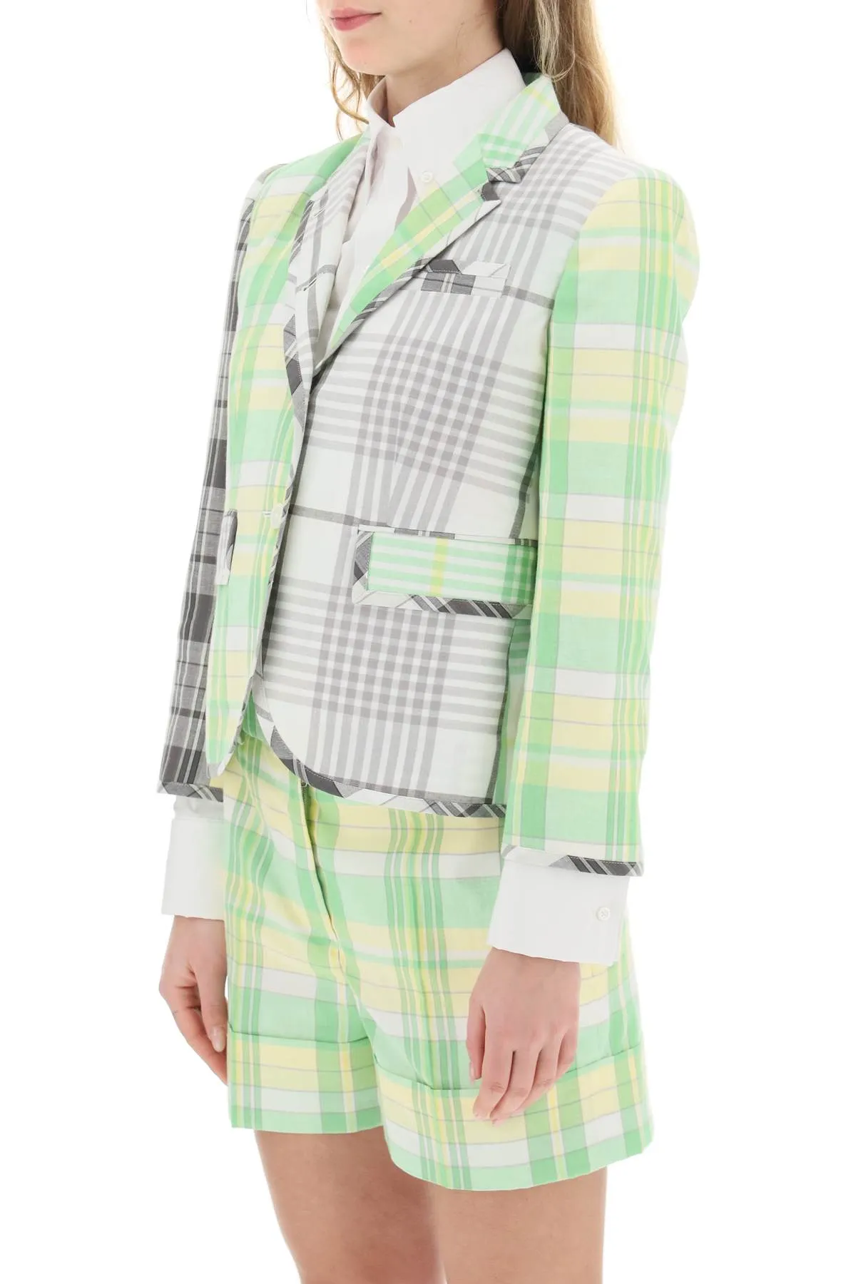 Thom browne fun-mix madras cotton blazer