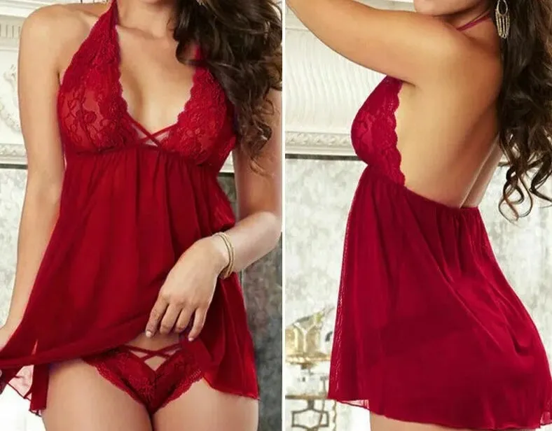 Woman Comfortable Pajamas Lace Nightwear Clothes Transparent Dress Lingerie