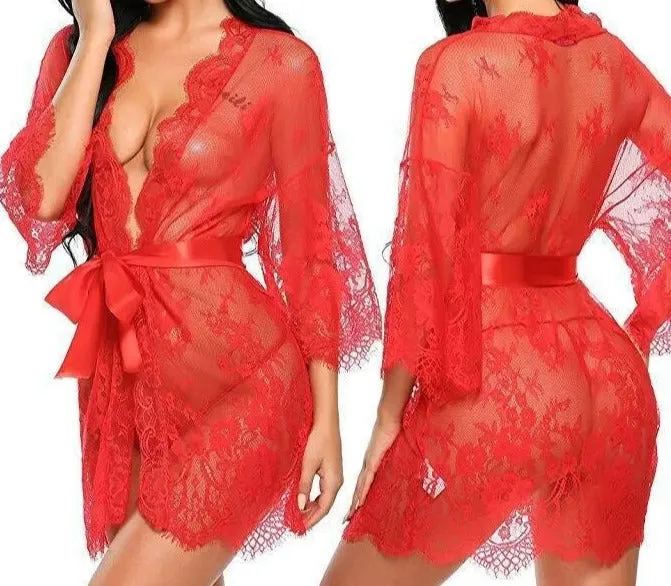 Woman Comfortable Pajamas Lace Nightwear Clothes Transparent Dress Lingerie