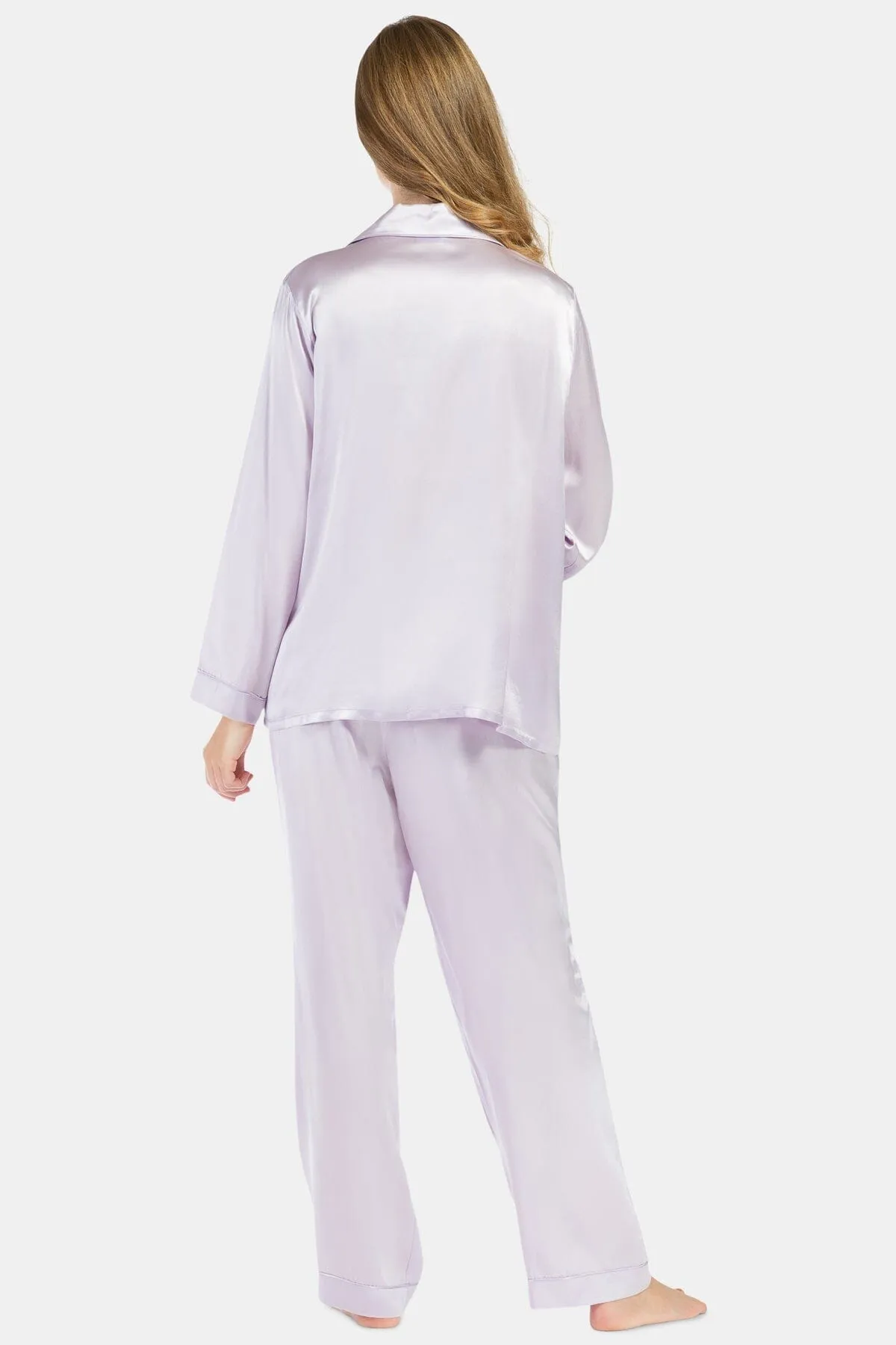 Women's 100% Mulberry Silk Classic Full Length Pajama Set with Gift Box