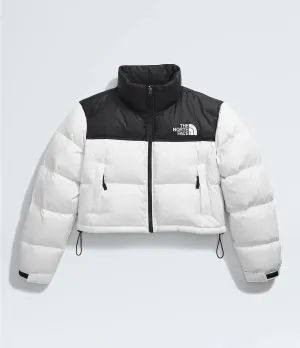 Women's Nuptse Short Jacket - White Dune/TNF Black