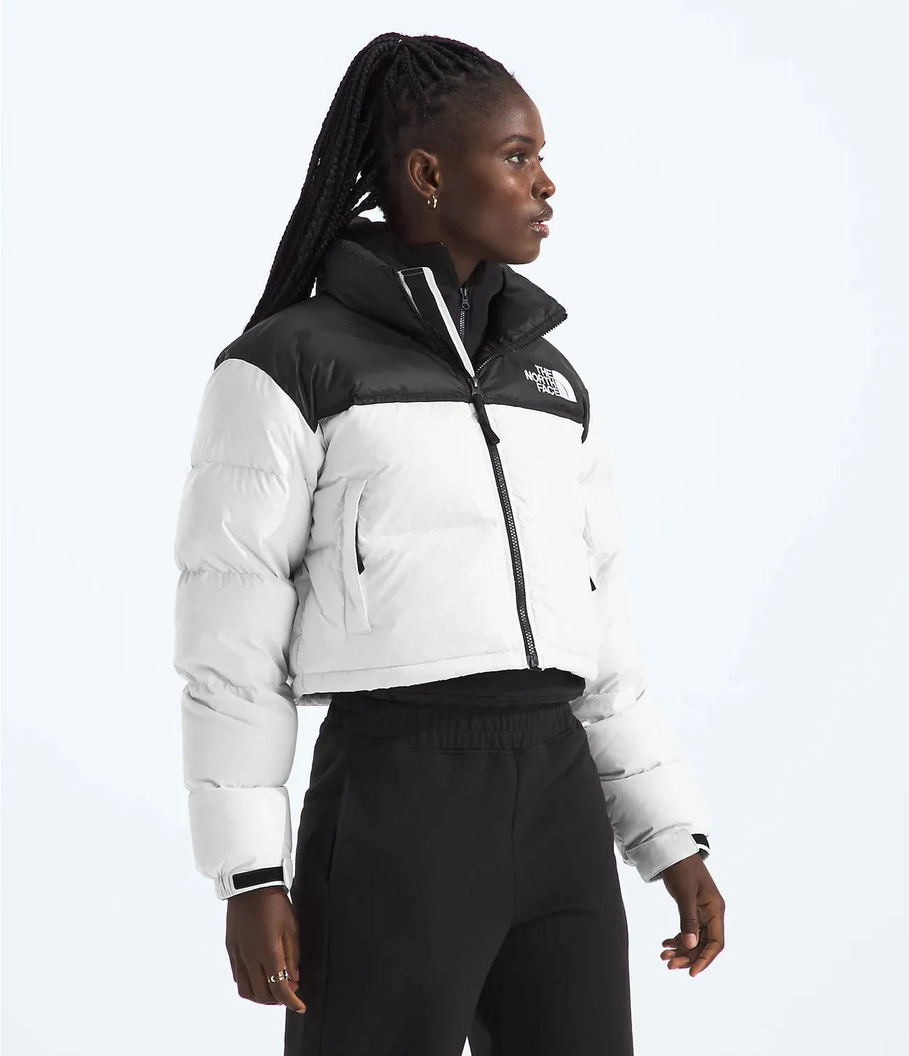 Women's Nuptse Short Jacket - White Dune/TNF Black