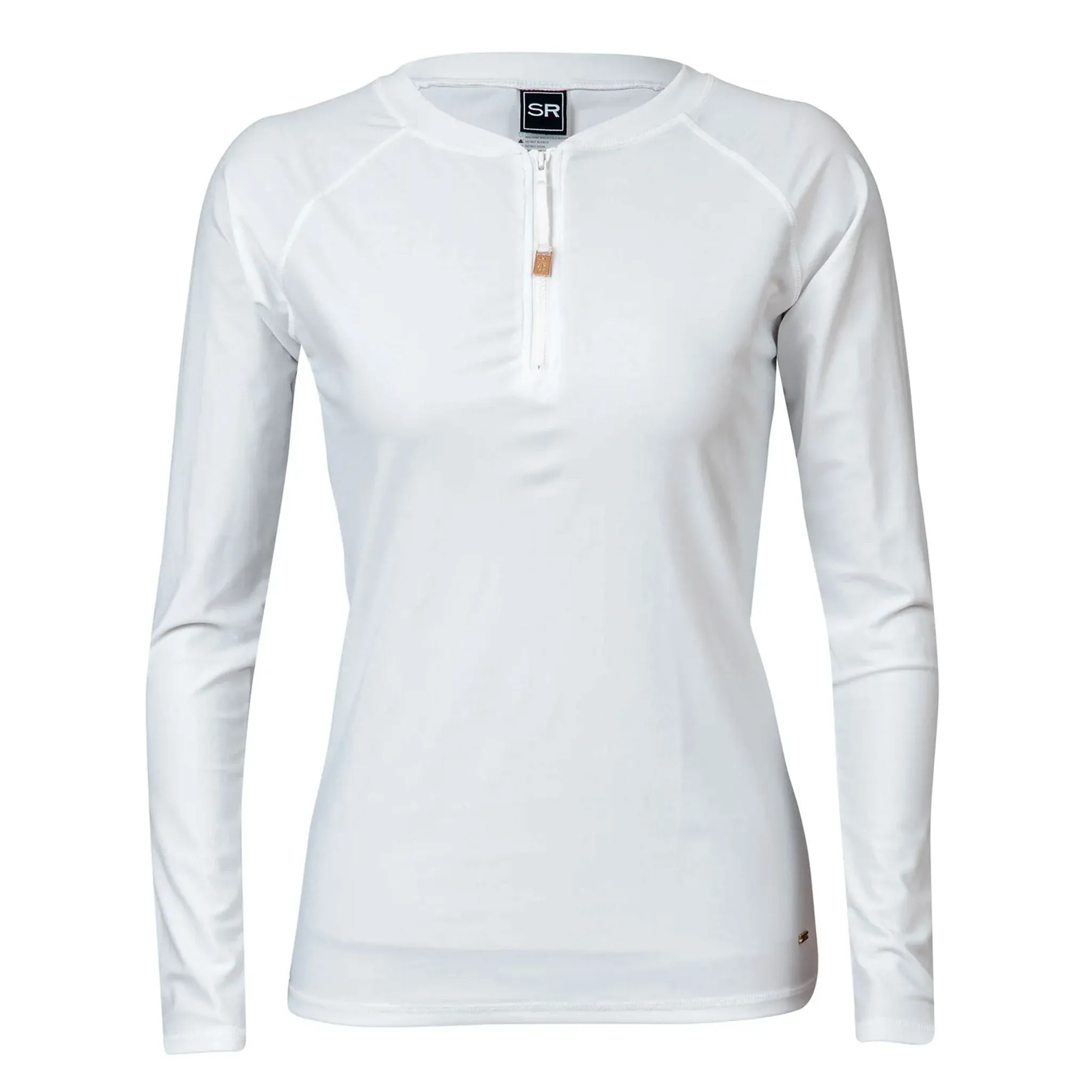 Womens White 1/2 Zip LS Rash Top